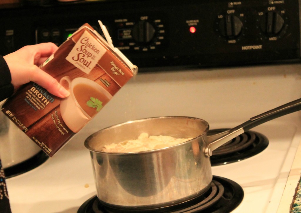 Chicken Soup for the Soul Chicken broth going in