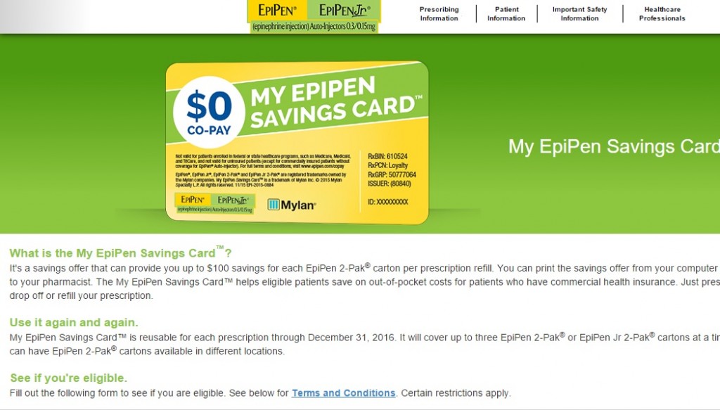 epipen savings card