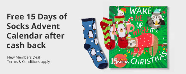 FREE 15 Days of Sock Advent Calendar After Cash Back!