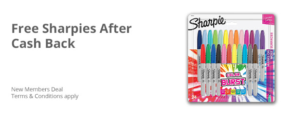 FREE Pack of Sharpies After Cash Back (Limited time)